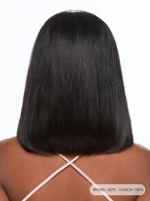 Transparent Lace Straight Blunt Cut 4 X 4 Lace Front Short Bob Wig Lace Closure Wig 150% Density Pixie Cut Natural Black Color Lace Closure Bob Wig