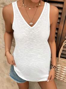 SHEIN Débardeur blanc simple et décontracté pour femme enceinte
