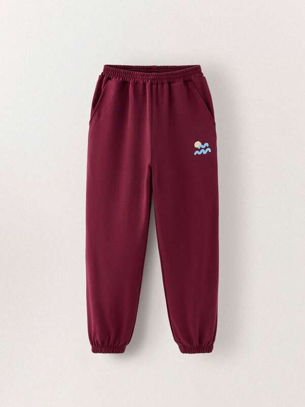 THE HAPPY LOOK Pantaloni de jogging cu talie elastică cu imprimeu grafic pentru băieți Tween