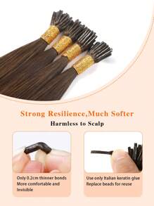 I Tip Hair Extensions Real Human Hair 100PCS Pre Bonded I Tips Hair Extensions I Tip Natural Hair Extensions Cold Fusion I Tip Human Hair Extensions For Women Hair Extensions - S4 - View 6