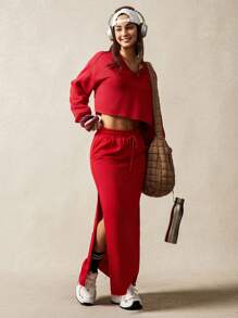 VARSITIE Side Split Lace-Up Straight Sports Skirt