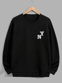 RueChic Men 2pcs Pack Letter Printed Regular Sweatshirt - Black and White - View 8