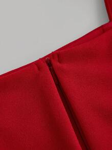 SHEIN 青少年女孩甜美泡泡袖方领串珠 A 字形连衣裙