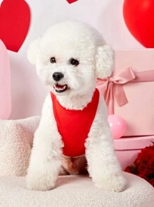 PETSIN 1 pieza Camiseta sin mangas con estampado de AMOR rojo para el Día de San Valentín para perros o gatos