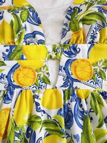 Soleia Váy ngắn in họa tiết quả chanh nhiều màu cho kỳ nghỉ mùa xuân của phụ nữ, trang phục ngày lễ tình nhân, trang phục mùa hè, váy sinh nhật - Nhiều màu - Xem 7