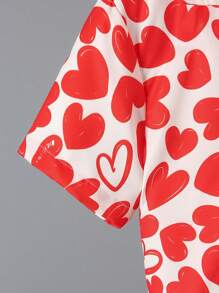 Tween Boys Fashion Casual Cămașă cu imprimeu inimă Set de ținute 2 buc, potrivit pentru îmbrăcăminte zilnică, de vacanță, de agrement - Multicolor - Vizualizare 4