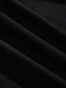 ROMWE MEN Prep Men's Spring/Summer Mesh Panel College Style T-Shirt - Black - View 6