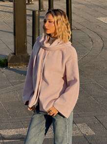 Muchica Women's Solid Color Simple Fashion Casual Scarf Included Outerwear, Suitable For Daily Wear - Pink - View 3