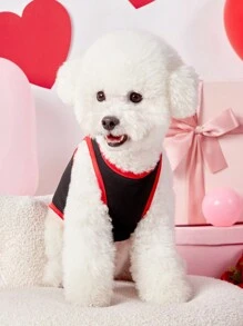 PETSIN 1 件宠物猫狗通用情人节黑色“我爱爸爸”心形印花背心 - 彩色 - 查看 4