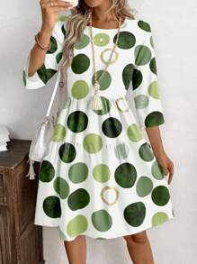 EMERY ROSE 女士休闲简约圆领 3/4 袖夏季连衣裙 - 彩色 - 查看 2