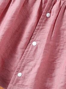 2pcs/Set Baby Girls' Pink Solid Color Casual Comfortable Loose Fit Pants And Long Sleeve Homewear Set