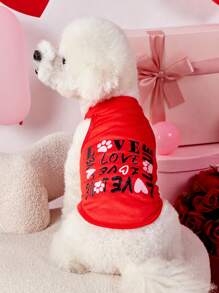 PETSIN 1 pieza Camiseta sin mangas con estampado de AMOR rojo para el Día de San Valentín para perros o gatos