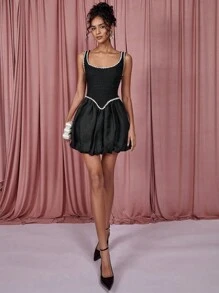 COSMINA Women Casual Simple Fashion Mini Dress For Everyday Wear - Black - View 1