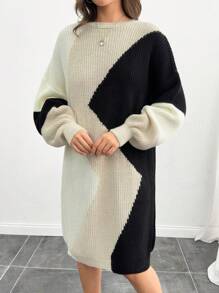 SHEIN Tall Multicolor Geometrical Pattern Long Sleeve Round Neck Sweater - Multicolor - View 5