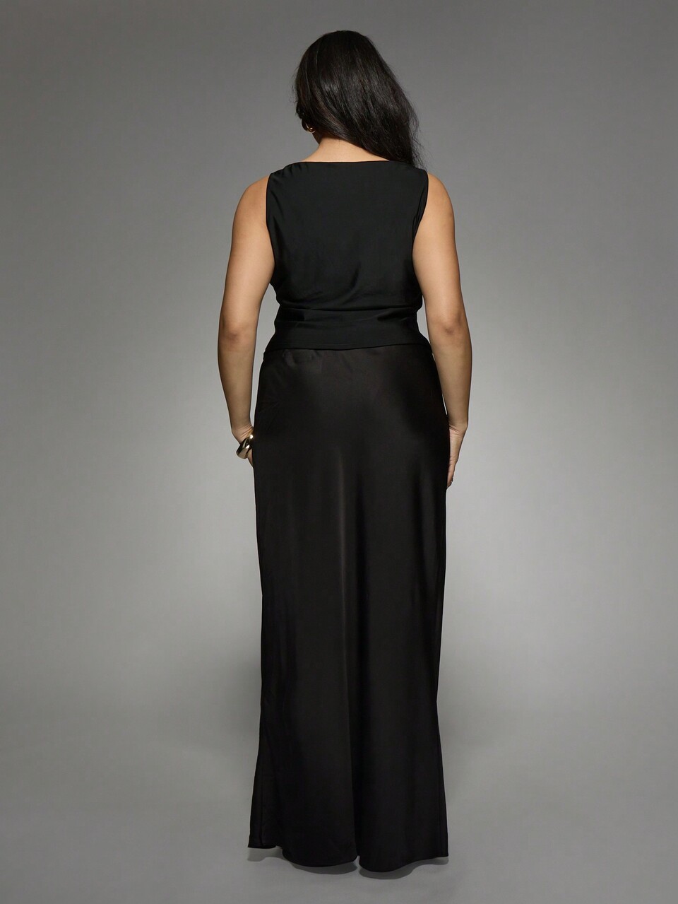 MISSGUIDED PLUS Plus Size Satin Maxi Skirt High Waist