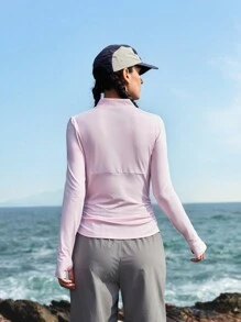 In My Nature In My Nature Damen Sweatshirt mit einfarbigem Stehkragen, Reißverschluss und halber Leiste, für lässigen Outdoor-Einsatz