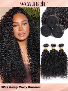 Kinky Curly Hair Extension Virgin Human Hair Weaving 3 Bundles Kinky Curly Remy Hair 100% Human Hair Weaves Extension Natural Color