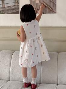 Dazy Kids Young Girl Sleeveless Flower Embroidery Simple Casual Front Button Dress Floral,Girls Summer Outfits