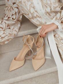 CUCCOO CHICEST Damesmode Abrikoos Strass Enkelband Puntige Neus Stiletto Hoge Hak, Elegant Voor Woon-werkverkeer, Daten, Feesten En Winkelen