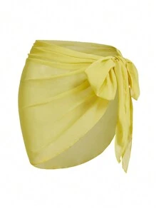 Swim Mod Women's Solid Color Casual Loose Cover Up Skirt, Minimalist & Fashionable For Everyday Wear, For Summer Beach Vacation