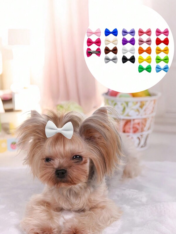 New 20pcs/Pack Pet Bow Hair Clips, Random Color, Cute Butterfly Shape Cat&Dog Hair Accessories For Christmas
