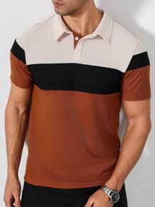 Manfinity Homme 男士条纹短袖休闲通勤 Polo 衫