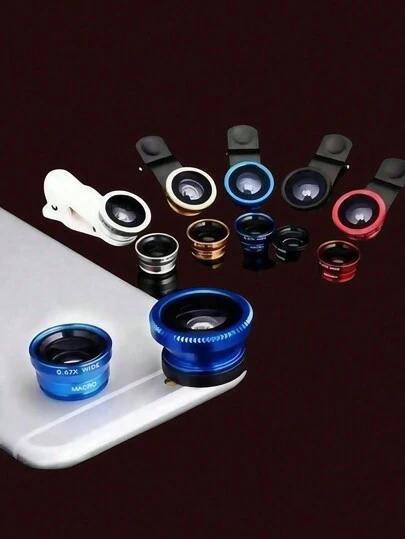 Zazumi 1 st roligt 3-i-1-telefonobjektivkit Fisheye vidvinkel makro selfiekameratillbehör bärbar fotograferingsenhet fest flerfärgad stil presentidé