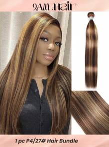 Piano Color P4/27# Straight Virgin Human Hair Weave Bundles Honey Blonde Highlight Brown Colored Mixed Hair Weft for Women Ombre Color - S4/27 - View 1