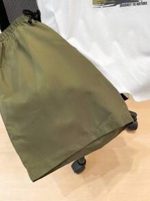 SHEIN 2 pièces/Set Shorts manches courtes décontractés pour adolescents garçons, tenue de style punk rock de rue pour usage quotidien, fête, festival de musique, convient pour le printemps et l'été, imprimé noix de coco blocs de couleurs en vert militaire et blanc - Multicolore - Voir 5