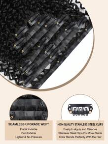 Seamless Clip Ins 8pcs With 18Clips Per Set Seamless PU Clip In Hair Extensions Real Human Hair Invisible PU Skin Weft Kinky Curly Clip Ins 100% Unprocessed Human Hair Extensions - SNatural - View 6