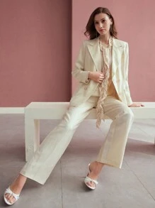 MOTF PREMIUM LINEN STRUCTURED DOUBLE BREASTED BLAZER