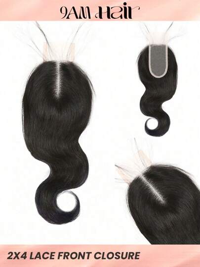 Body Wave Lace Closure Human Hair 2 X 4 Transparent Lace Closure 1pc Affordable Pre Plucked Natural Hairline Natural Black Color