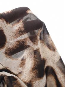 DAZY Women's Casual Leopard Print Chiffon Long Sleeve Blouse Cheetah Print,Fall Women Clothes - Coffee Brown - View 3