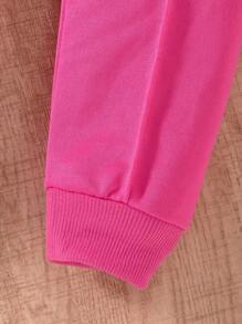 2pcs Young Girl Casual Pink Flower Short Sleeve T-Shirt & Drawstring Pants Set