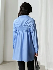 EastFlair Camisas casuales de mujer de manga larga con caída de hombros y abotonadura sencilla en unicolor, para otoño