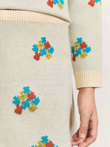 THE HAPPY LOOK Faldas tipo sudadera con cintura elástica y corte evasé con adorables flores de colores para niñas jóvenes