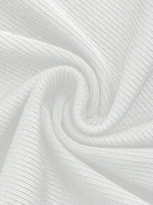 SHEIN Essnce 大码女式休闲纯白色修身高领吊带背心，夏季