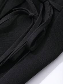 DAZY 女士侧系带百褶拼布裙