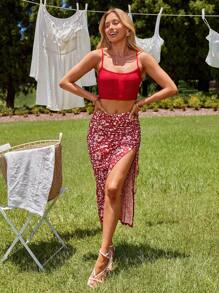 KARISMINA 度假女士印花背心上衣和裙子2件套裝 - 彩色 - 查看 6