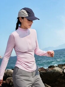 In My Nature In My Nature Damen Sweatshirt mit einfarbigem Stehkragen, Reißverschluss und halber Leiste, für lässigen Outdoor-Einsatz