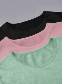 SHEIN LUNE 3 件套女士休闲纯色圆领长袖 T 恤套装