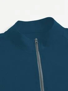 TaskEZ Front Zipper Long Sleeve Pocket Simple Casual /Nursing Scrub Uniform Jacket Set Scrub Set Nurse Dresses Scrub Tops Scrub Bottoms Lab Coats Scrub Outwear - Blue - View 4