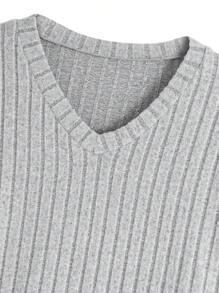 Plus Ribbed Knitted Pocket Sweater Dress Women Casual Winter Spring - Grey - View 6