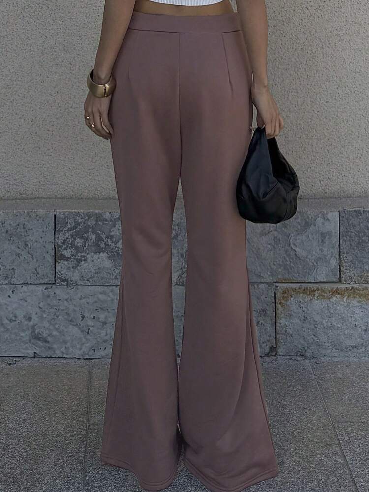 Women's Solid Color Slim Fit Flare Pants, Casual Everyday Wear Women Dress Pants