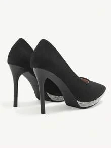 CUCCOO CHICEST Chaussures à talons hauts noires sexy et imperméables pour femmes. Plateforme avec strass et brillante, idéales pour les robes de mariée et de soirée, les fêtes et le travail formel. Escarpins à bout pointu pour la Saint-Valentin
