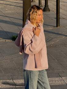 Muchica Women's Solid Color Simple Fashion Casual Scarf Included Outerwear, Suitable For Daily Wear - Pink - View 4