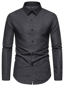 Manfinity Mode Camisa de manga larga, uso diario casual minimalista