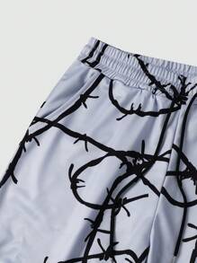 Manfinity EMRG Men's Branch Print Drawstring Waist Wide Leg Casual Sweatpants