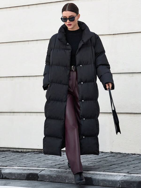 EURMUSE Abrigo largo acolchado casual de invierno para mujer