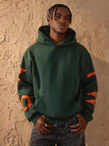 Forever 21 Overhead Hoodie With Back Milano Print - Dark Green - View 2